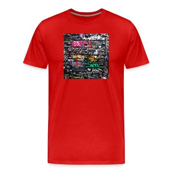 Des écrits colorés fous - T-shirt bio Premium Homme - rouge - Devant - Damien (186cm)
