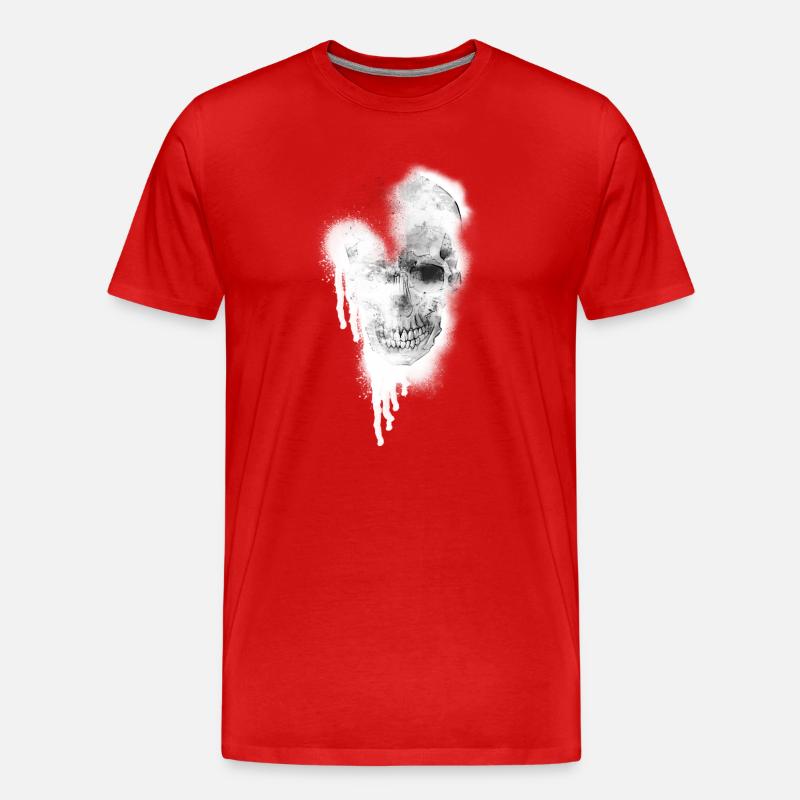 Wasserfarbener Schädel Sketch - Männer Premium Bio T-Shirt - Rot