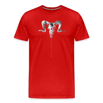 Symbolisme mystique du crâne de bélier - T-shirt bio Premium Homme - rouge - Devant - Damien (186cm)