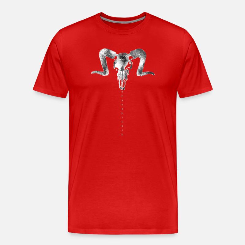 Ram Skull Mystische Symbolik - Männer Premium Bio T-Shirt - Rot