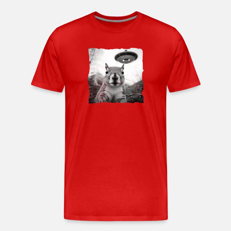 Alien Eichhörnchen Begegnung – Lustiges Sci-Fi - Männer Premium Bio T-Shirt - Rot