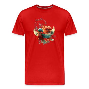 Liebesmelodie von zarten Vögeln. - Männer Premium Bio T-Shirt - Rot - Vorne - Damien (186cm)