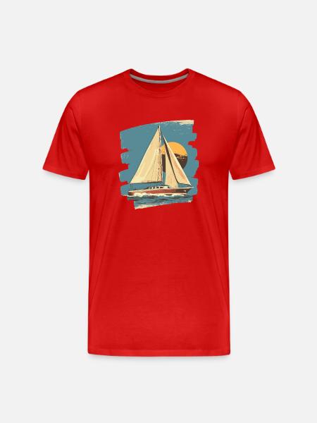Segelboot - Männer Premium Bio T-Shirt - Rot