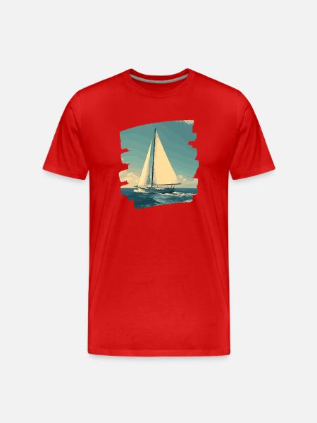 Segelboot Retro - Männer Premium Bio T-Shirt - Rot
