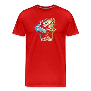 Game Changer - Icône de conception du coup de pied aérien de football - T-shirt bio Premium Homme - rouge - Devant - Damien (186cm)