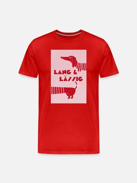 Dackel lang & lässig rot-rosa, Retro-Style - Männer Premium Bio T-Shirt - Rot