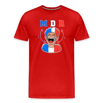 Citoyen français en 3D riant hystériquement 2026 - T-shirt bio Premium Homme - rouge - Devant - Damien (186cm)