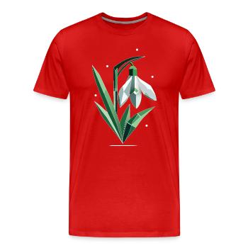 Delicate Polygonal Snowdrop Illustration - Men's Premium Organic T-Shirt - red - Front - Damien (186cm)