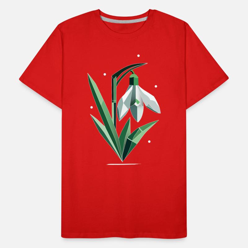 Délicate illustration polygonale de perce-neige T-shirt bio Premium Homme