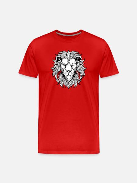 King of Animals Lion Head Design - Men's Premium Organic T-Shirt - red