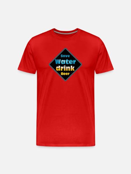 Save Water Drink Beer Shield Design - Men's Premium Organic T-Shirt - red