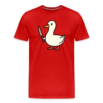 White Goose Duck Duckling Couteau Défense Défense - T-shirt bio Premium Homme - rouge - Devant - Damien (186cm)