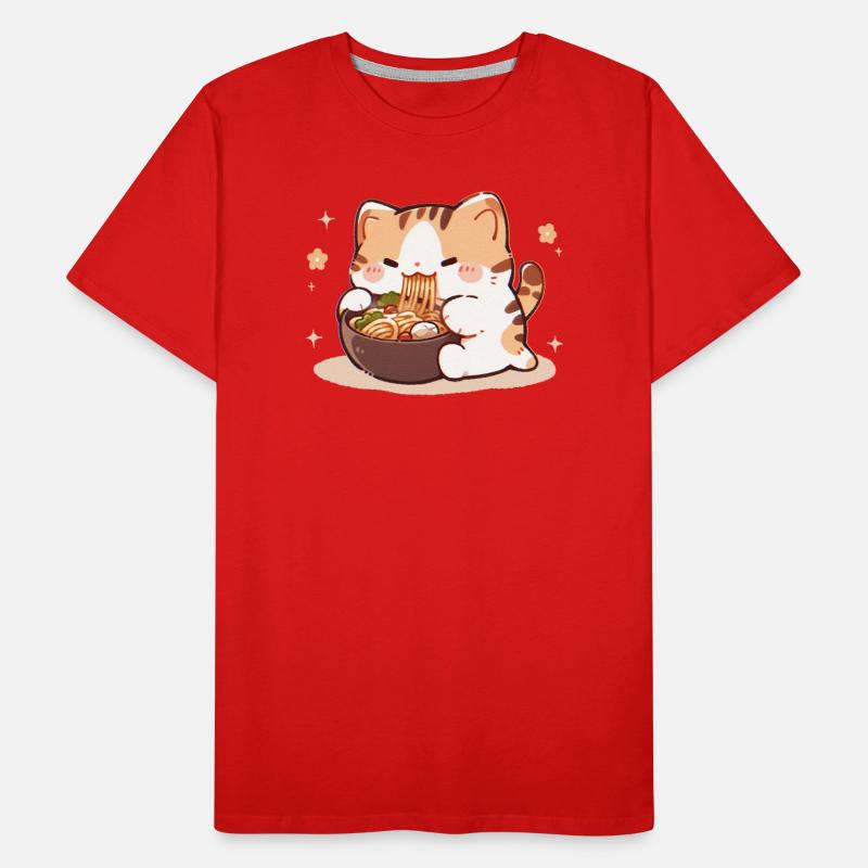 Cat Eating Spaghetti Meme Men's Premium Organic T-Shirt