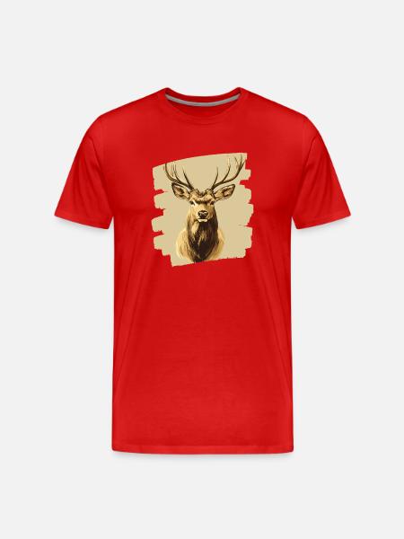 Cerf avec bois - T-shirt bio Premium Homme - rouge