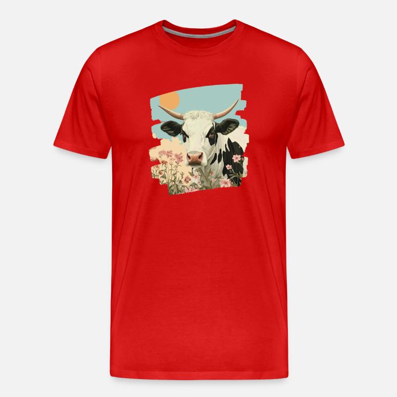 Kuh Bauer - Männer Premium Bio T-Shirt - Rot
