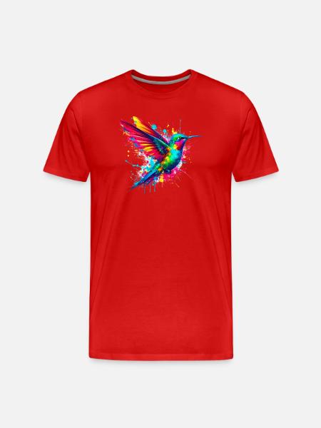 Kolibri - Männer Premium Bio T-Shirt - Rot
