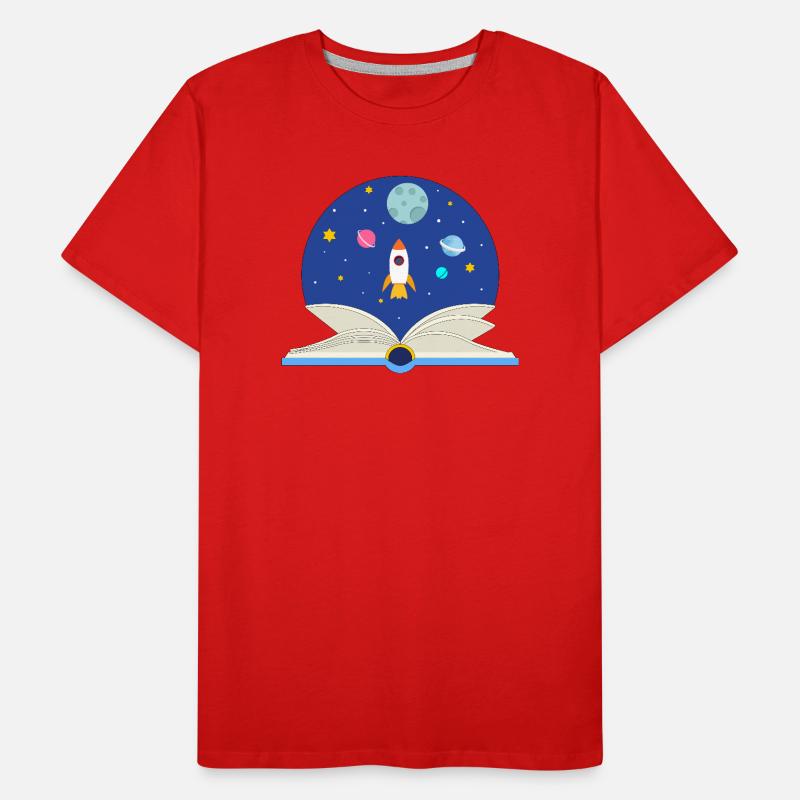 Open Book with Space Scene, Imagination and Advent Men's Premium Organic T-Shirt