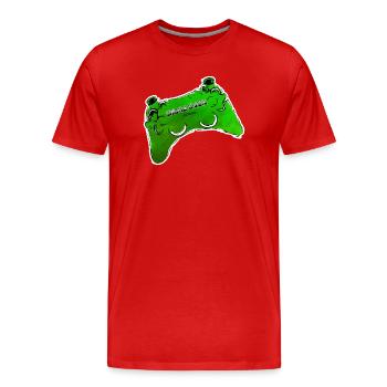 gruener Comic Controller mit Text GAME OVER - Männer Premium Bio T-Shirt - Rot - Vorne - Damien (186cm)