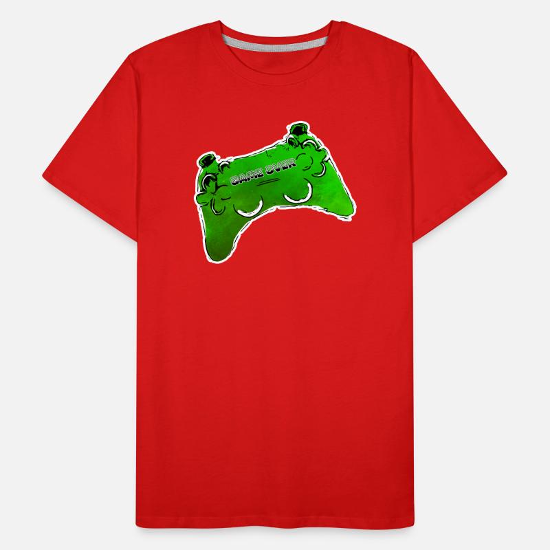 green comic controller with text GAME OVER Men's Premium Organic T-Shirt