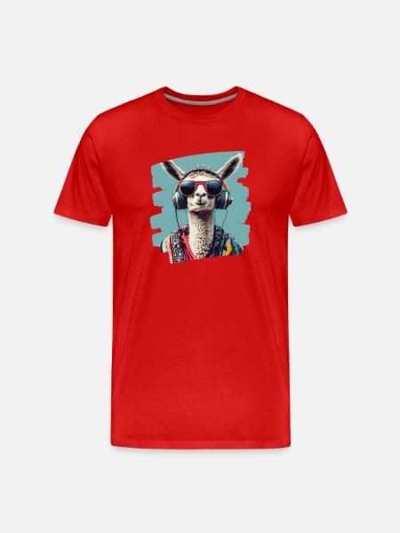 Casque Llama - T-shirt bio Premium Homme - rouge