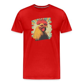 Rooster - Men's Premium Organic T-Shirt - red - Front - Damien (186cm)