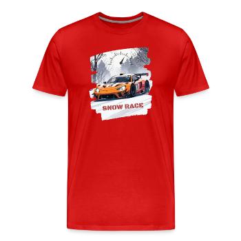 SNOW RACE - Men's Premium Organic T-Shirt - red - Front - Damien (186cm)