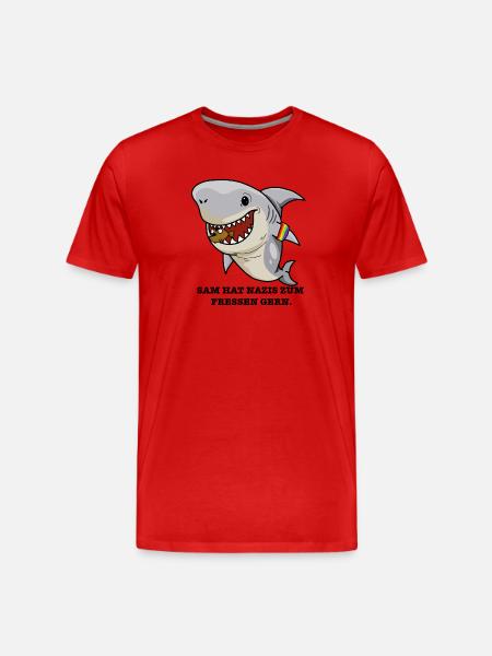 Hai hasst Nazis - Männer Premium Bio T-Shirt - Rot