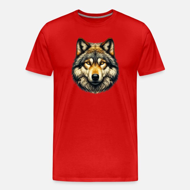 Wolf - Männer Premium Bio T-Shirt - Rot