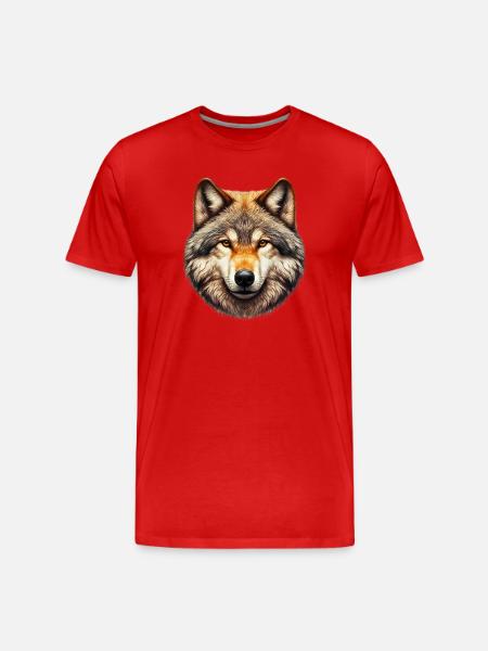 Wolf - Männer Premium Bio T-Shirt - Rot
