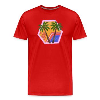 Verzaubertes tropisches Retro-Dekor - Männer Premium Bio T-Shirt - Rot - Vorne - Damien (186cm)
