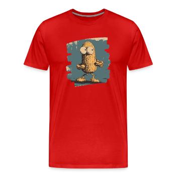 Erdnuss - Männer Premium Bio T-Shirt - Rot - Vorne - Damien (186cm)