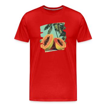 Papaya - Männer Premium Bio T-Shirt - Rot - Vorne - Damien (186cm)