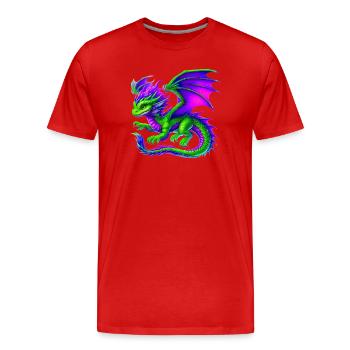 Drache - Männer Premium Bio T-Shirt - Rot - Vorne - Damien (186cm)