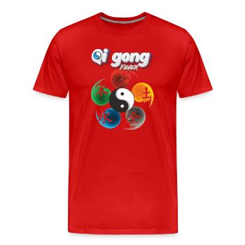 Yin Yang Cinq Éléments Qi Gong Fever Design - T-shirt bio Premium Homme - rouge - Devant - Damien (186cm)