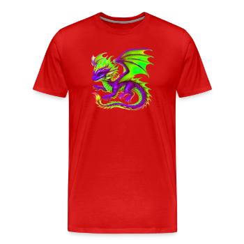 Dragon - Men's Premium Organic T-Shirt - red - Front - Damien (186cm)