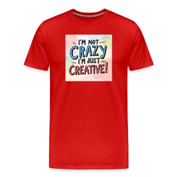 Ich bin nicht verrückt ich bin nur kreativ - Männer Premium Bio T-Shirt - Rot - Vorne - Damien (186cm)