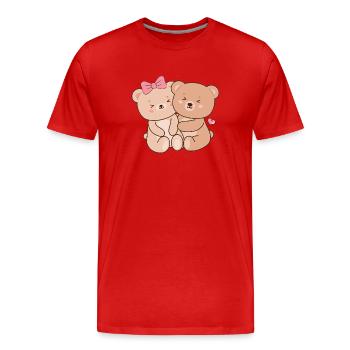 Câliner les bébés ours en peluche - T-shirt bio Premium Homme - rouge - Devant - Damien (186cm)