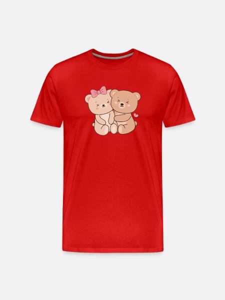 Hugging Baby Teddy Bears - Men's Premium Organic T-Shirt - red