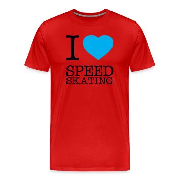 I LOVE SPEED SKATING - Männer Premium Bio T-Shirt - Rot - Vorne - Damien (186cm)
