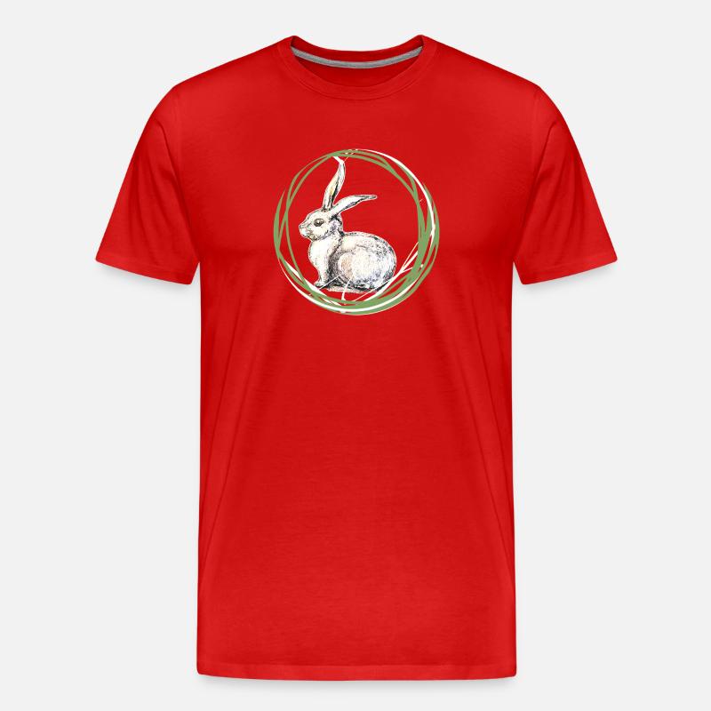 Hasenmotiv - Männer Premium Bio T-Shirt - Rot