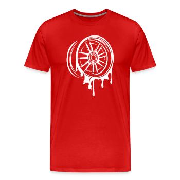 Schmelzende Tuning-Felge – Dripping Style - Männer Premium Bio T-Shirt - Rot - Vorne - Damien (186cm)