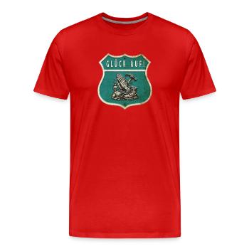 Exploitation minière – Foi et travail - T-shirt bio Premium Homme - rouge - Devant - Damien (186cm)