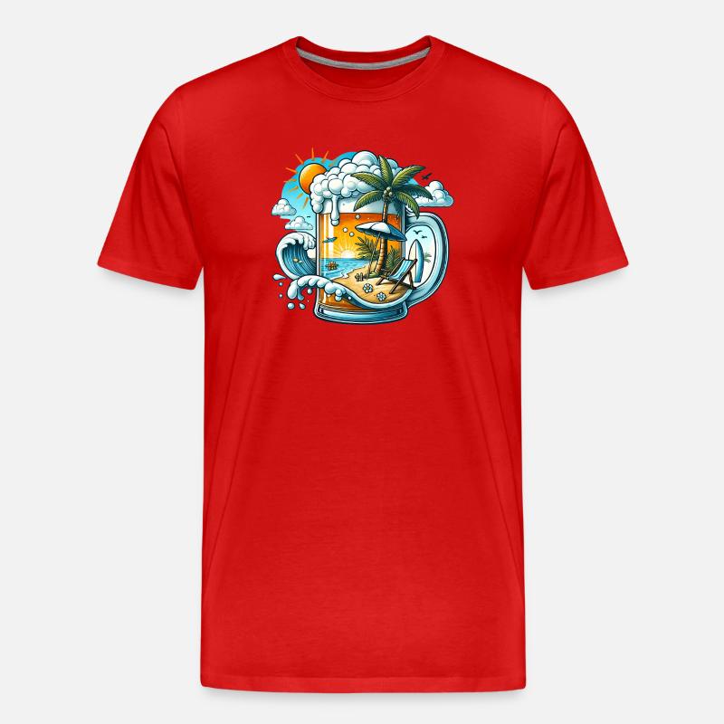 Bier & Strand – Der perfekte Urlaub - Männer Premium Bio T-Shirt - Rot