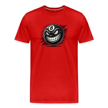 Böse 8-Ball – Das grinsende Billard Monster - Männer Premium Bio T-Shirt - Rot - Vorne - Damien (186cm)