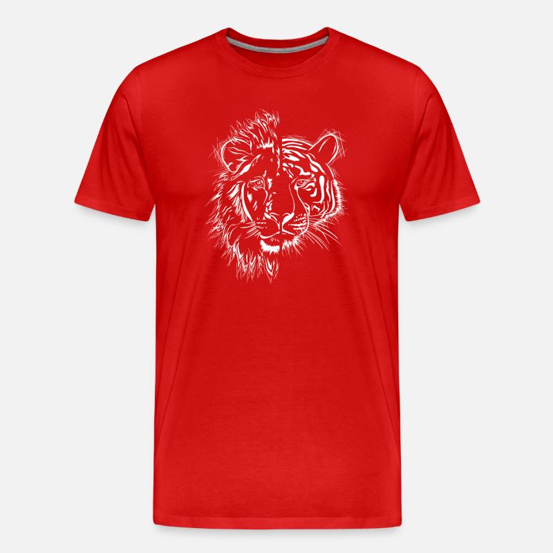 halb Löwe halb Tiger - Männer Premium Bio T-Shirt - Rot
