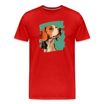 Beagle - Männer Premium Bio T-Shirt - Rot - Vorne - Damien (186cm)