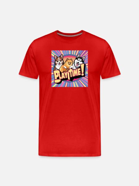 Comic Dogs - Playtime - Men's Premium Organic T-Shirt - red