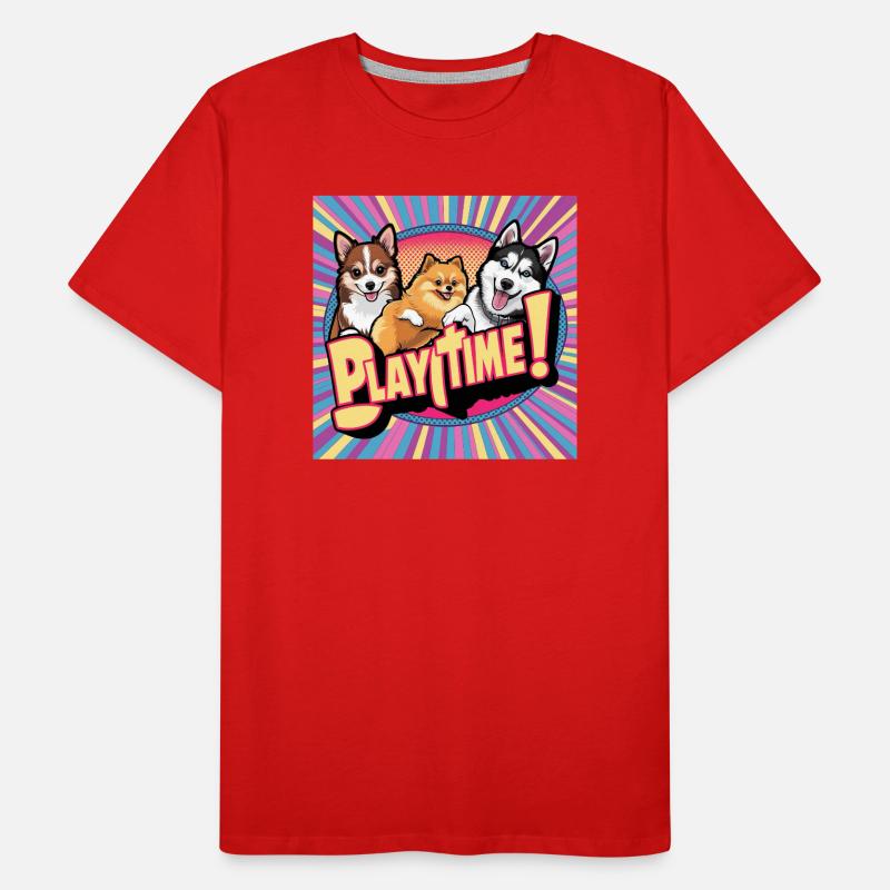 Chiens de bande dessinée - Temps de jeu T-shirt bio Premium Homme