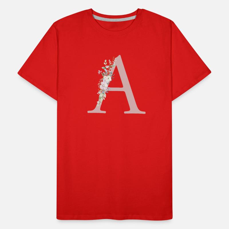 A Monogram, Floral, Personalizable Men's Premium Organic T-Shirt