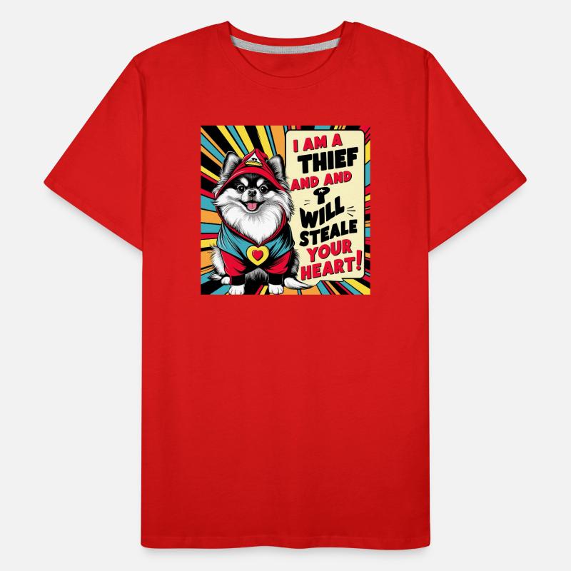 Chien de Poméranie « Je suis un voleur » T-shirt bio Premium Homme